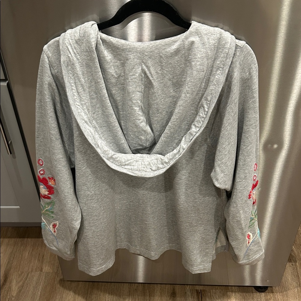 Johnny Was Floral Embroidered Gray Hoodie - Picture 3 of 3
